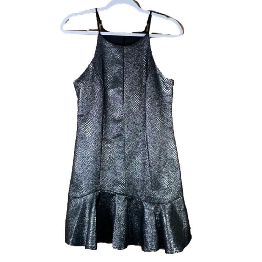 Adelyn Rae Metallic Silver Snake Print Sleeveless Mini Dress SZ Small